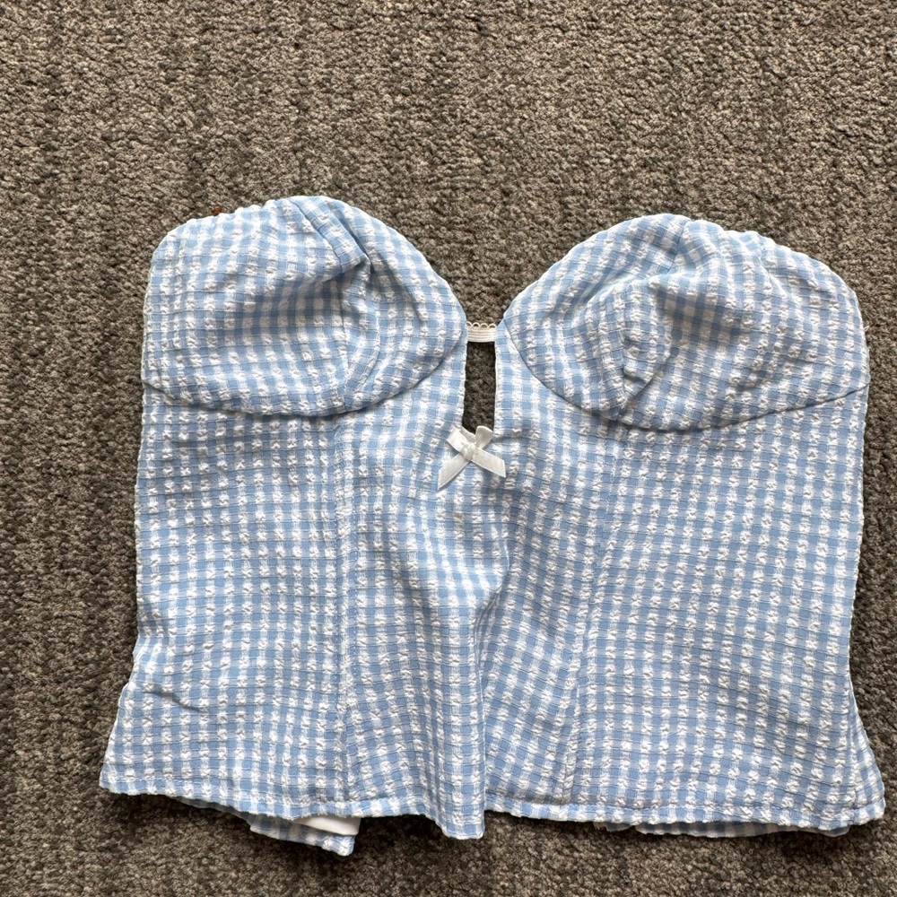 Blue and White Women's Top & Shorts Set